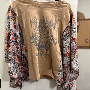 Def Leppard Graphic Tee with Paisley Sleeves